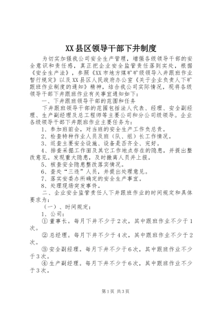 XX县区领导干部下井制度