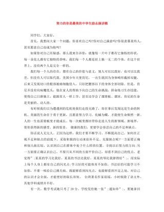 努力的你是最美的生励志演讲稿 