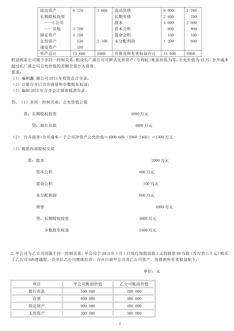 《高级财务会计》考试大作业_第2页