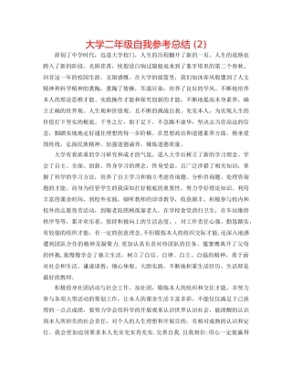 大学二年级自我参考总结 (2) 