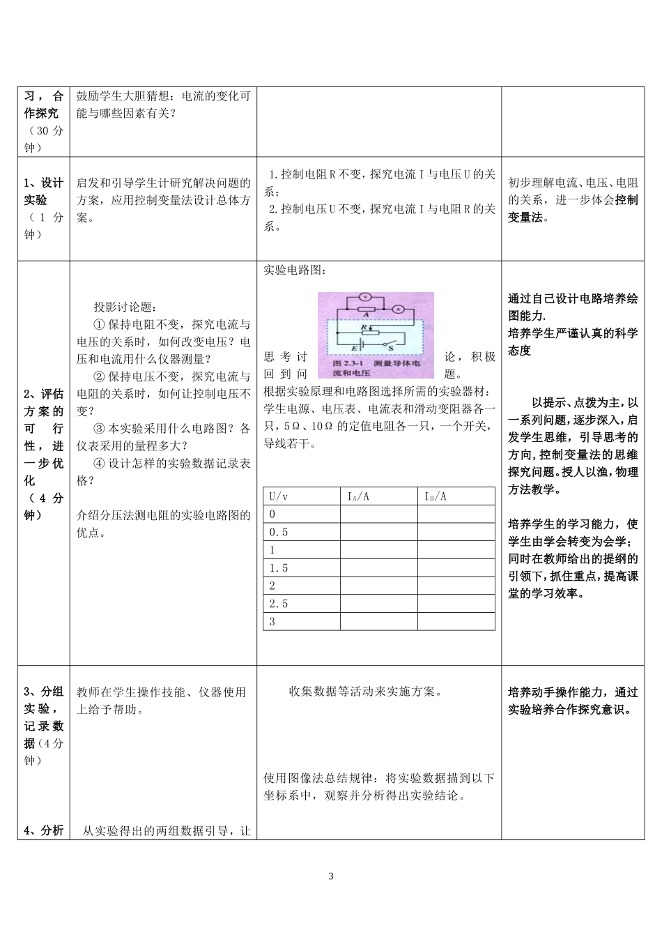 《高中物理选修3-1第二章-第三节--欧姆定律》教学设计_第3页