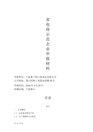 省电子商务示范企业申报材料