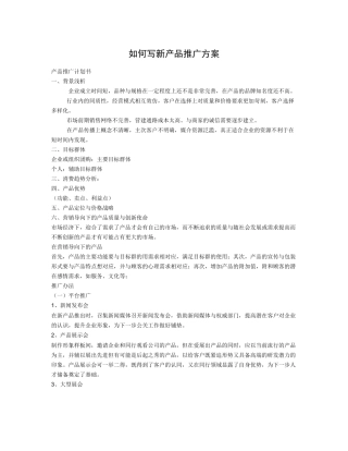 如何写新产品推广方案