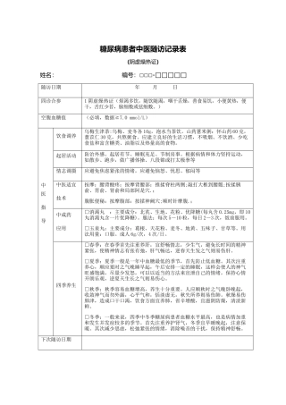 糖尿病、高血压中医辨证分型表