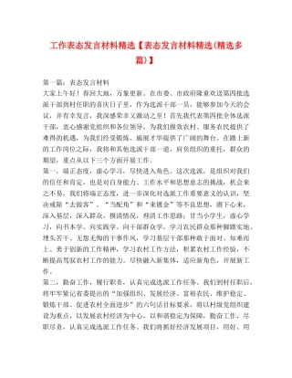工作表态发言材料精选【表态发言材料精选(精选多篇)】 