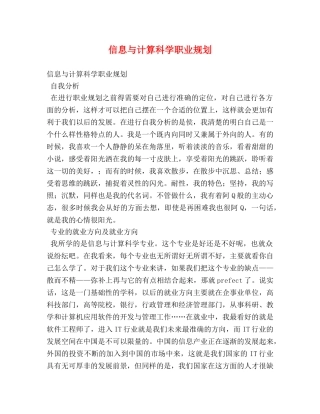 信息与计算科学职业规划 