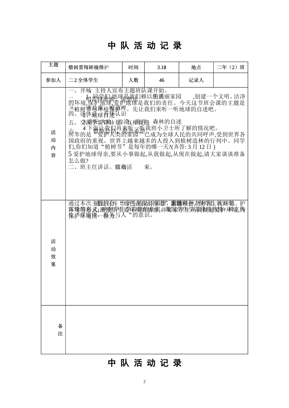少先队中队活动记录表_第2页