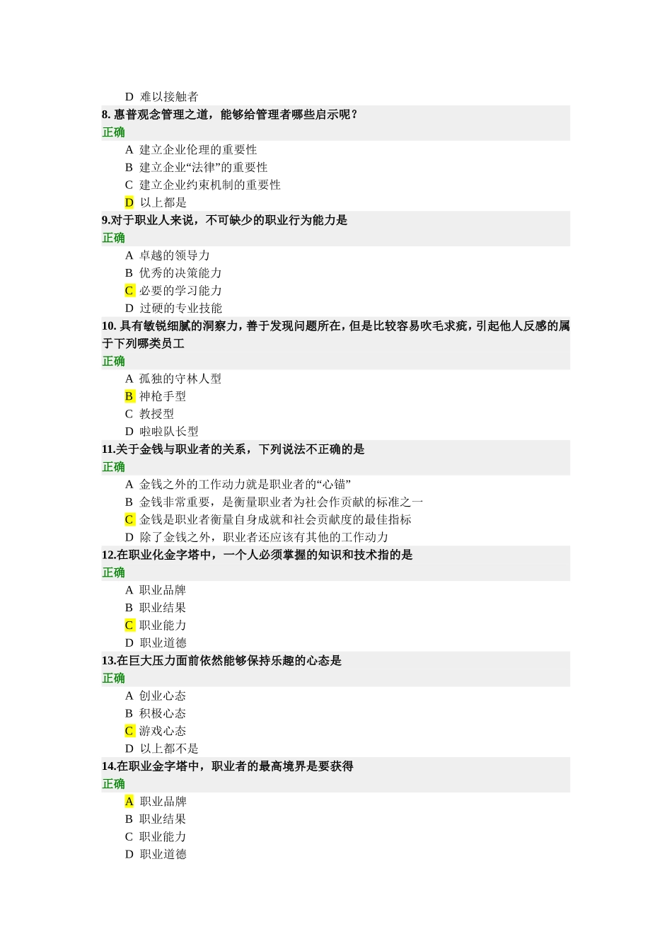 如何塑造与提升职业竞争力(两套试题和答案)_第2页