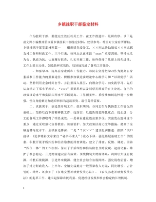 乡镇挂职干部鉴定材料 