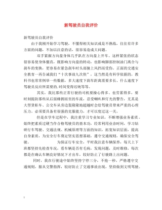 新驾驶员自我评价 