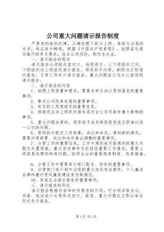 公司重大问题请示报告制度
