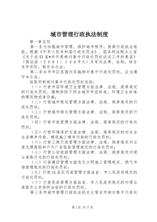 城市管理行政执法制度