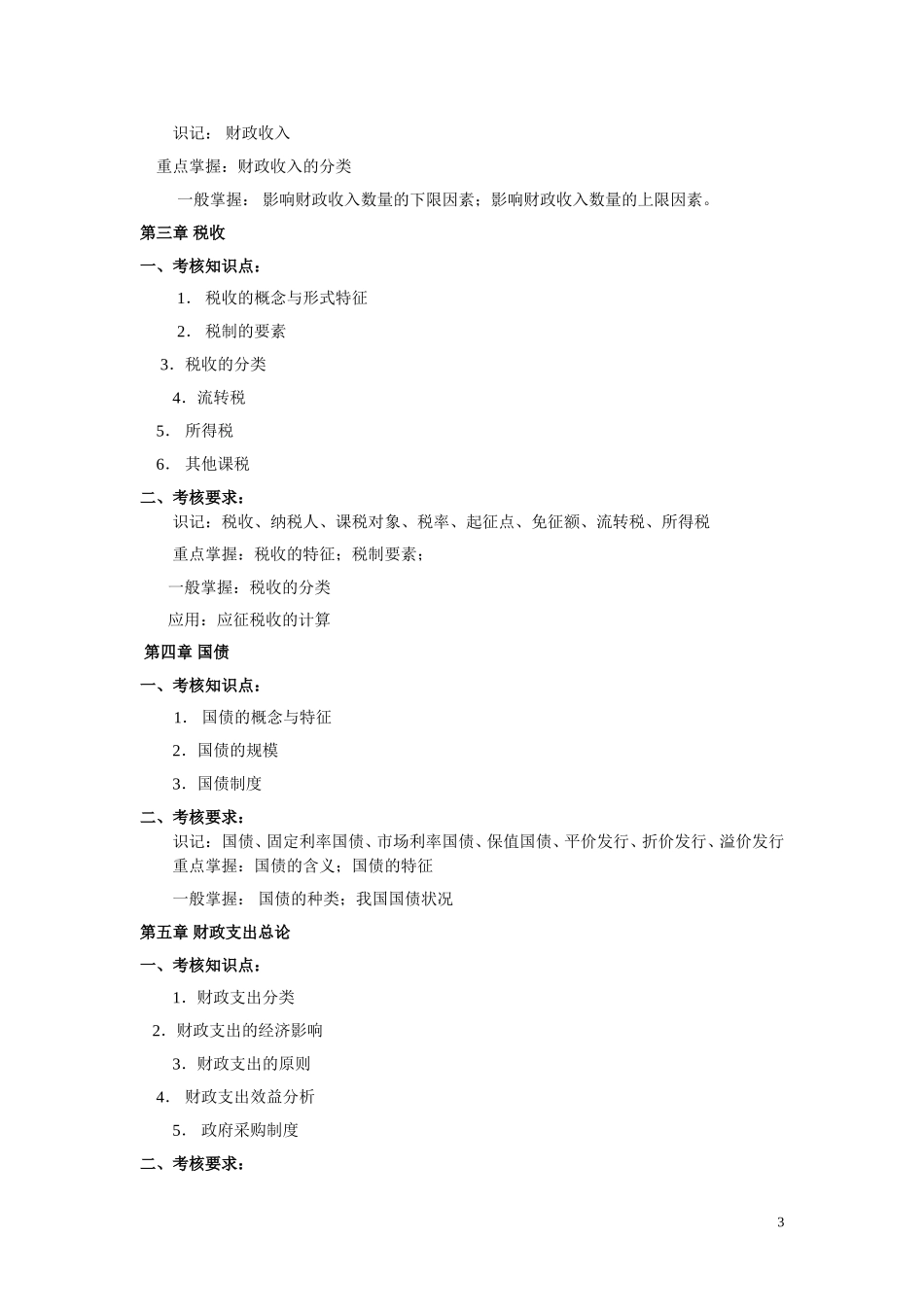 《财政与金融》考试大纲--与--样卷_第3页