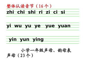 声母韵母整体认读音节表