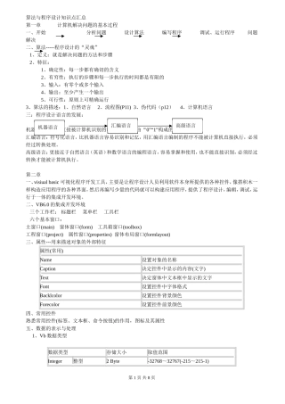 算法与程序设计知识点汇总