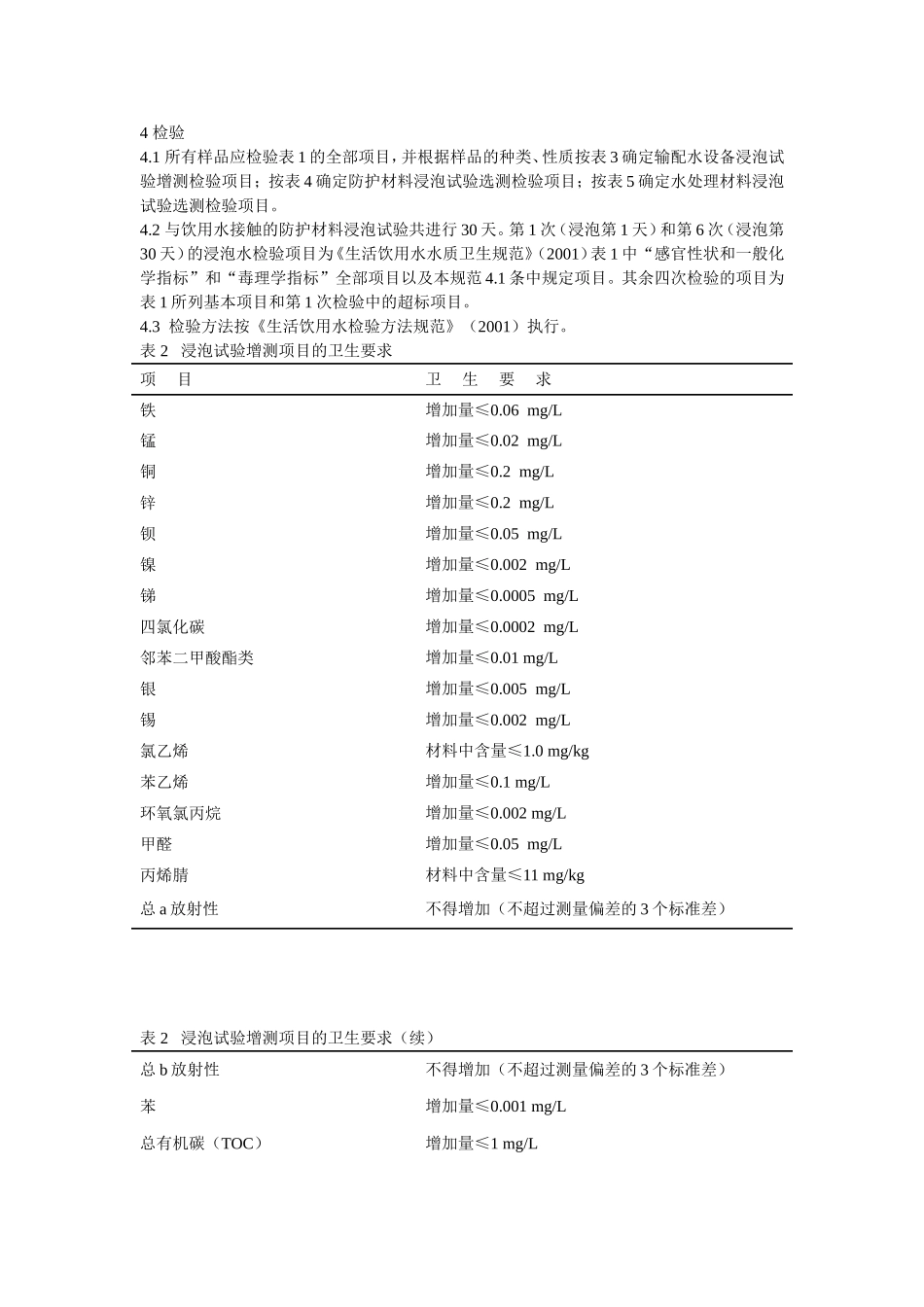 生活饮用水输配水设备及防护材料卫生安全评价规范_第2页