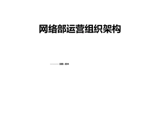 网络部运营组织架构及绩效考核标准