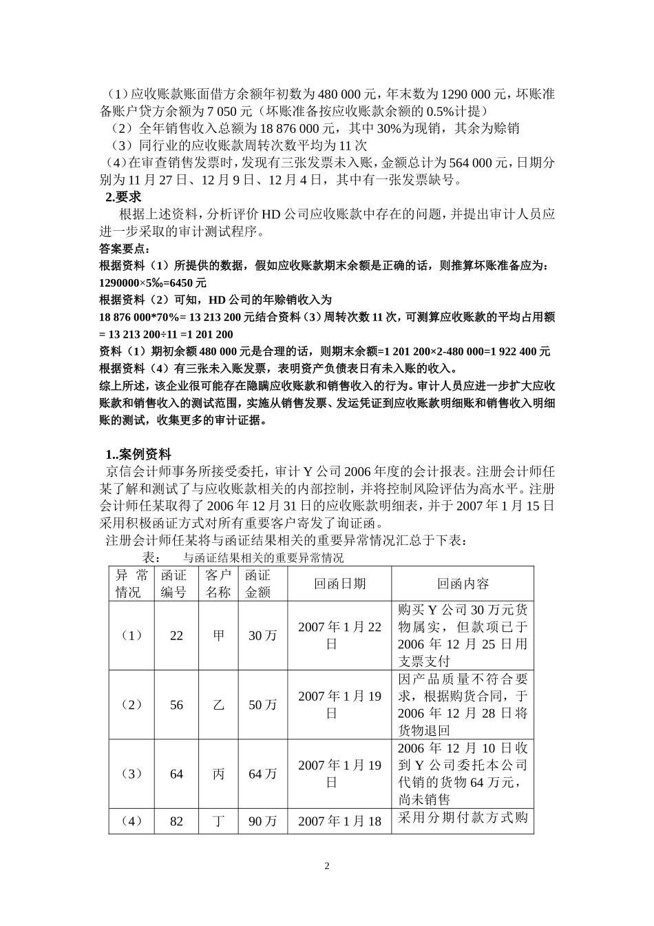 《审计学》案例分析题汇总_第2页