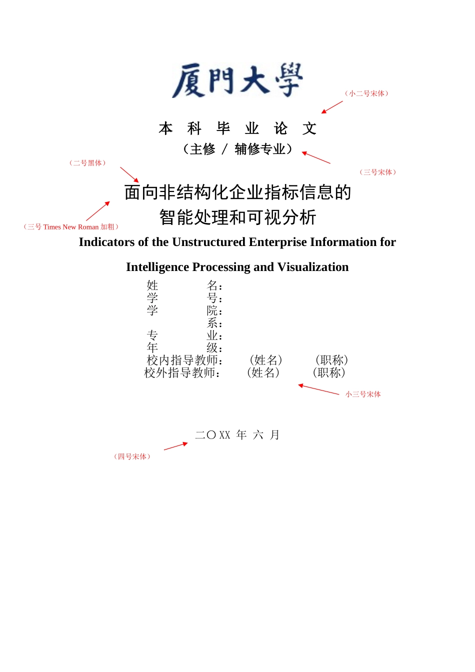 厦门大学本科生毕业论文标准模板示范2017年_第2页