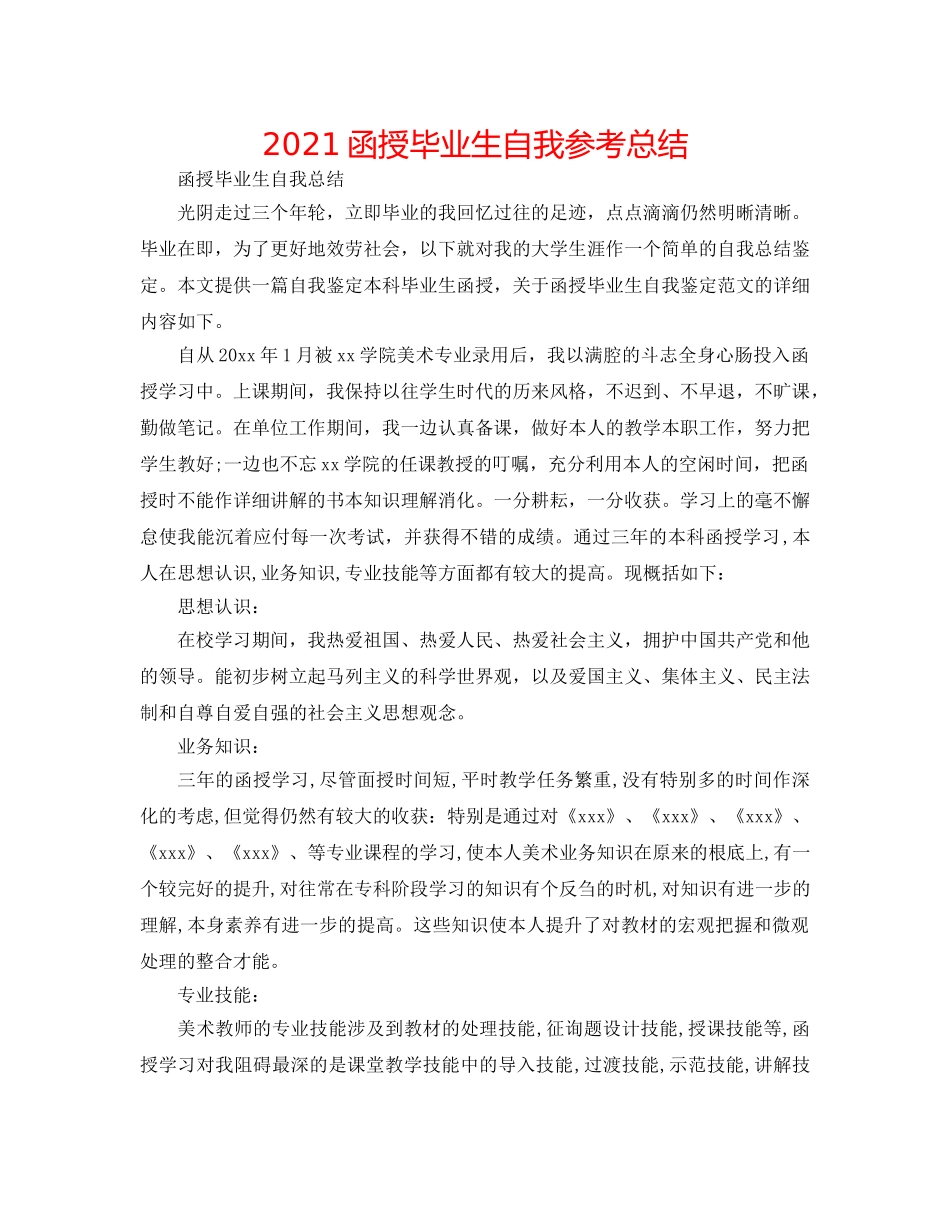 2024函授毕业生自我参考总结 _第1页