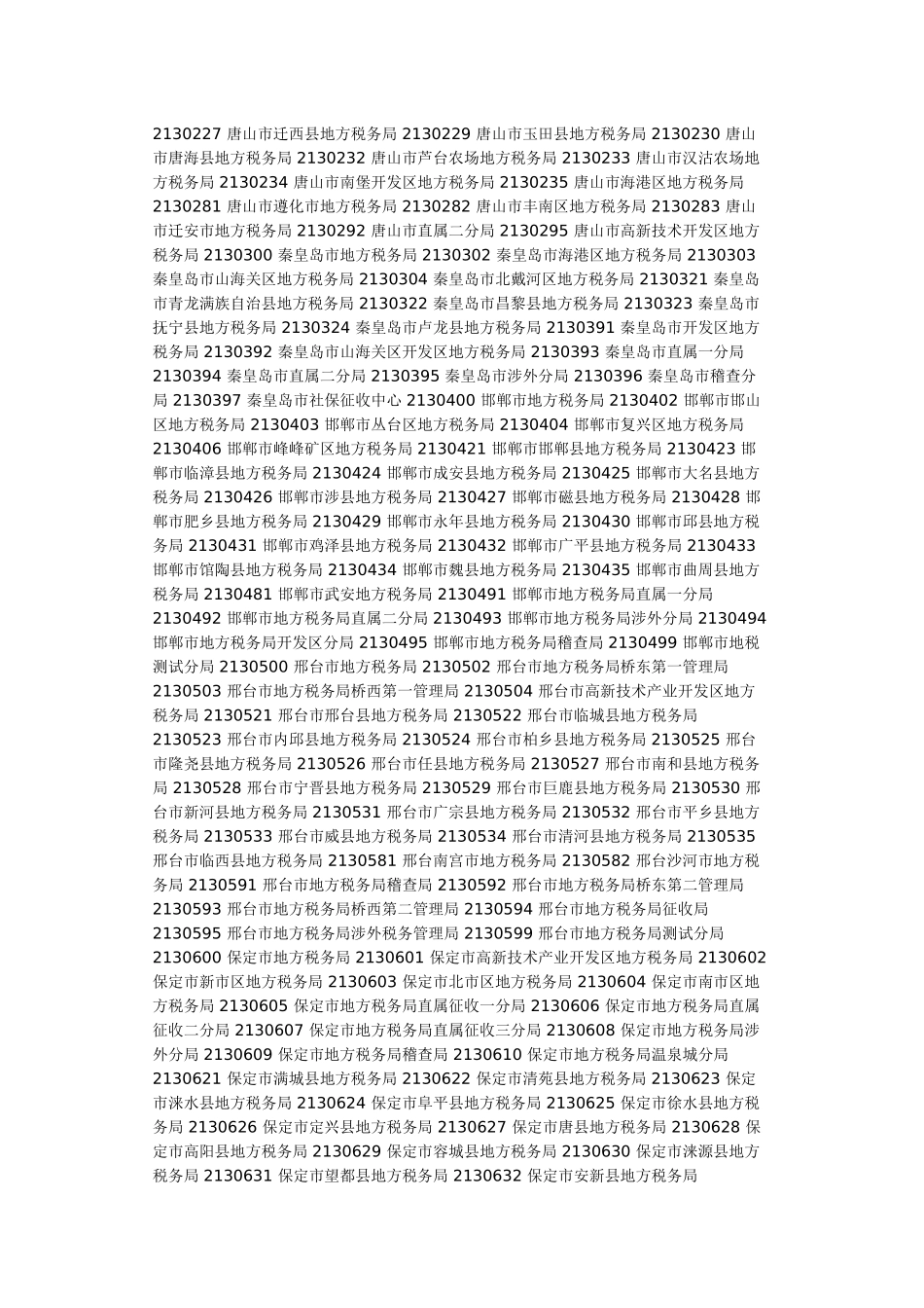 税务机关标准代码对照表_第2页