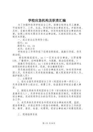 学校应急机构及职责汇编