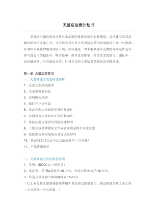 天猫店运营计划书