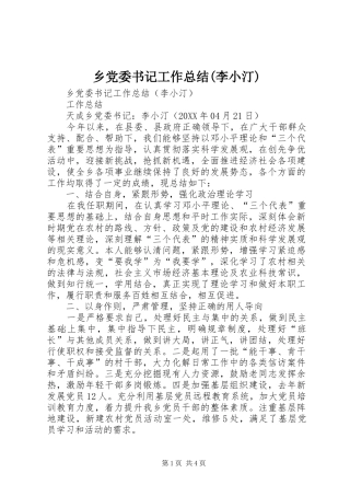 乡党委书记工作总结(李小汀)
