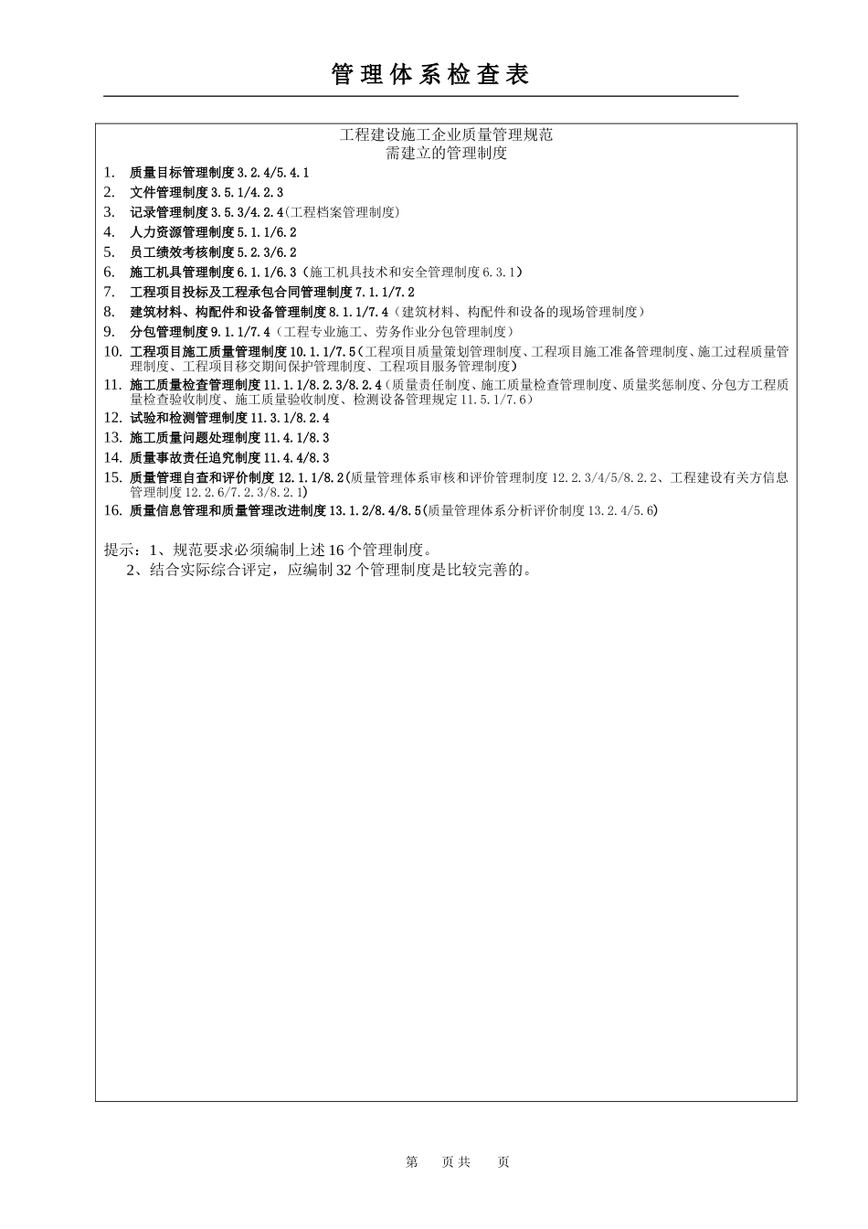 施工企业GB50430审核检查表_第1页