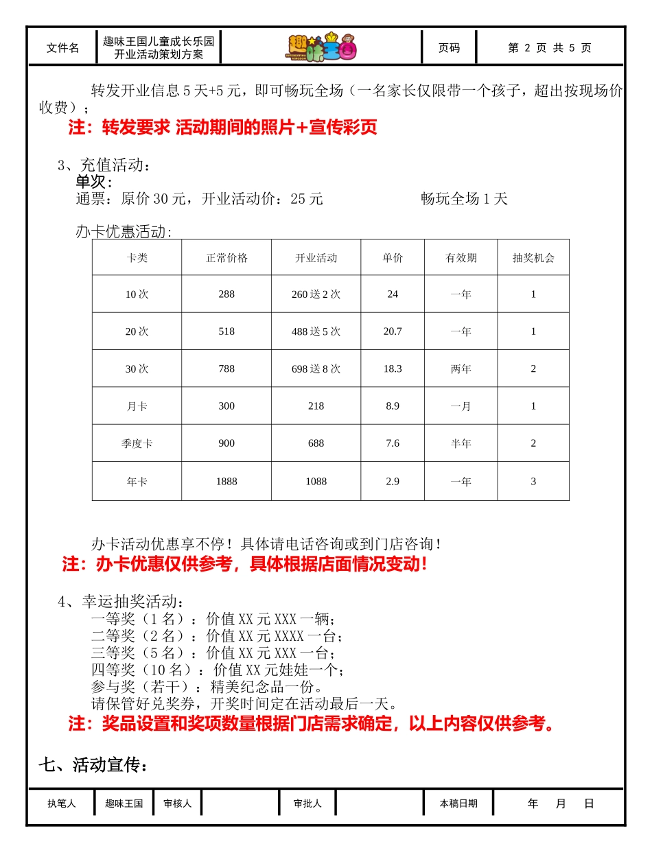 “趣味王国”儿童成长乐园开业活动策划方案_第2页