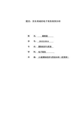 (完成)京东电子商务案例分析