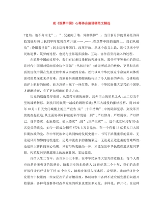 观《筑梦中国》心得体会演讲稿范文精选 