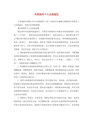 共青团员个人自我鉴定 