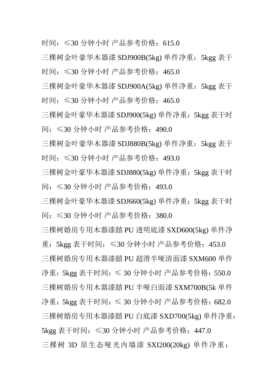 三棵树乳胶漆价格表_第2页