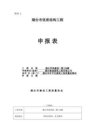 市优质结构申报表