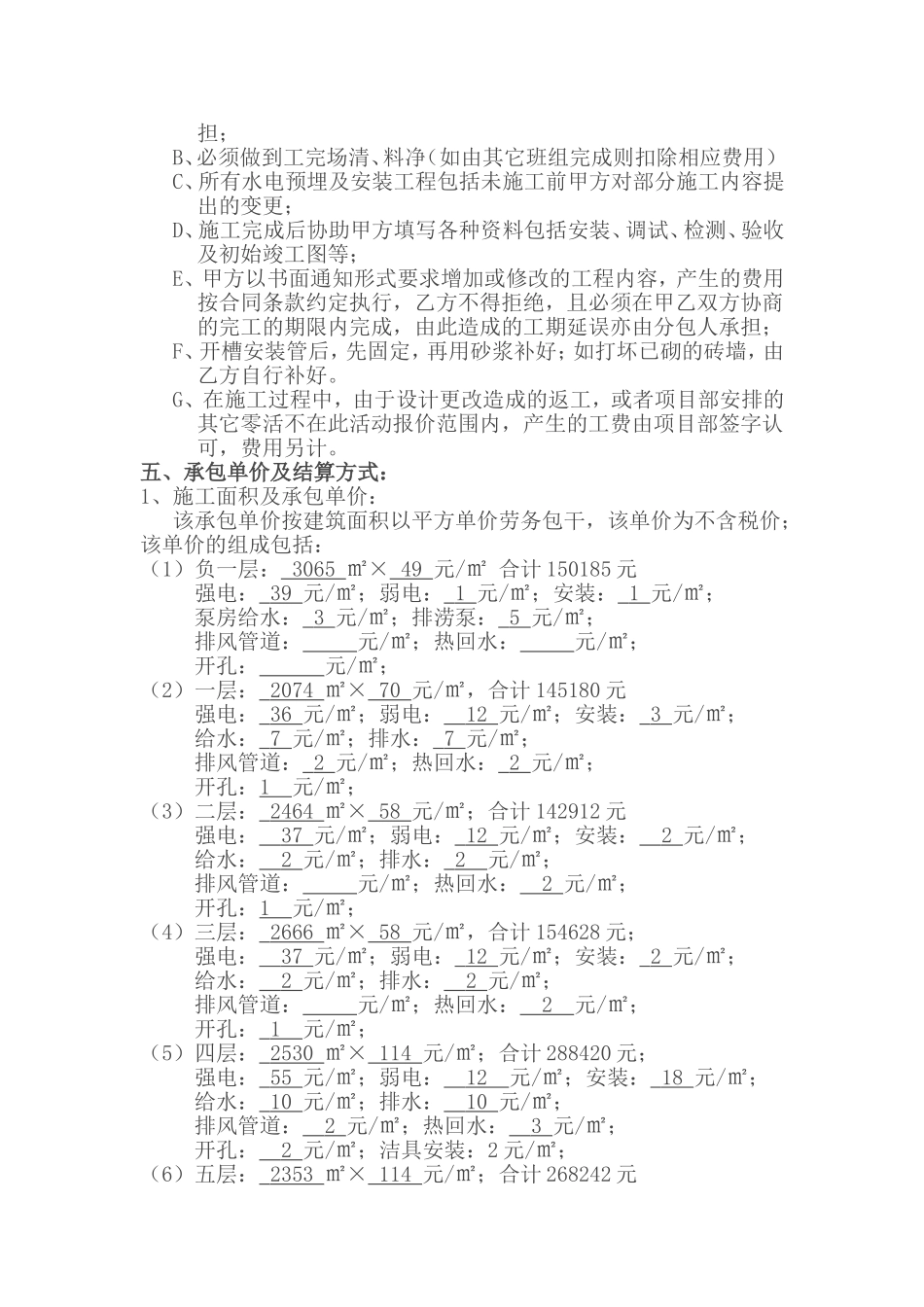 水电安装工程施工劳务分包合同_第2页