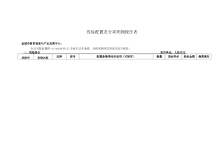 投标配置及分项明细报价表