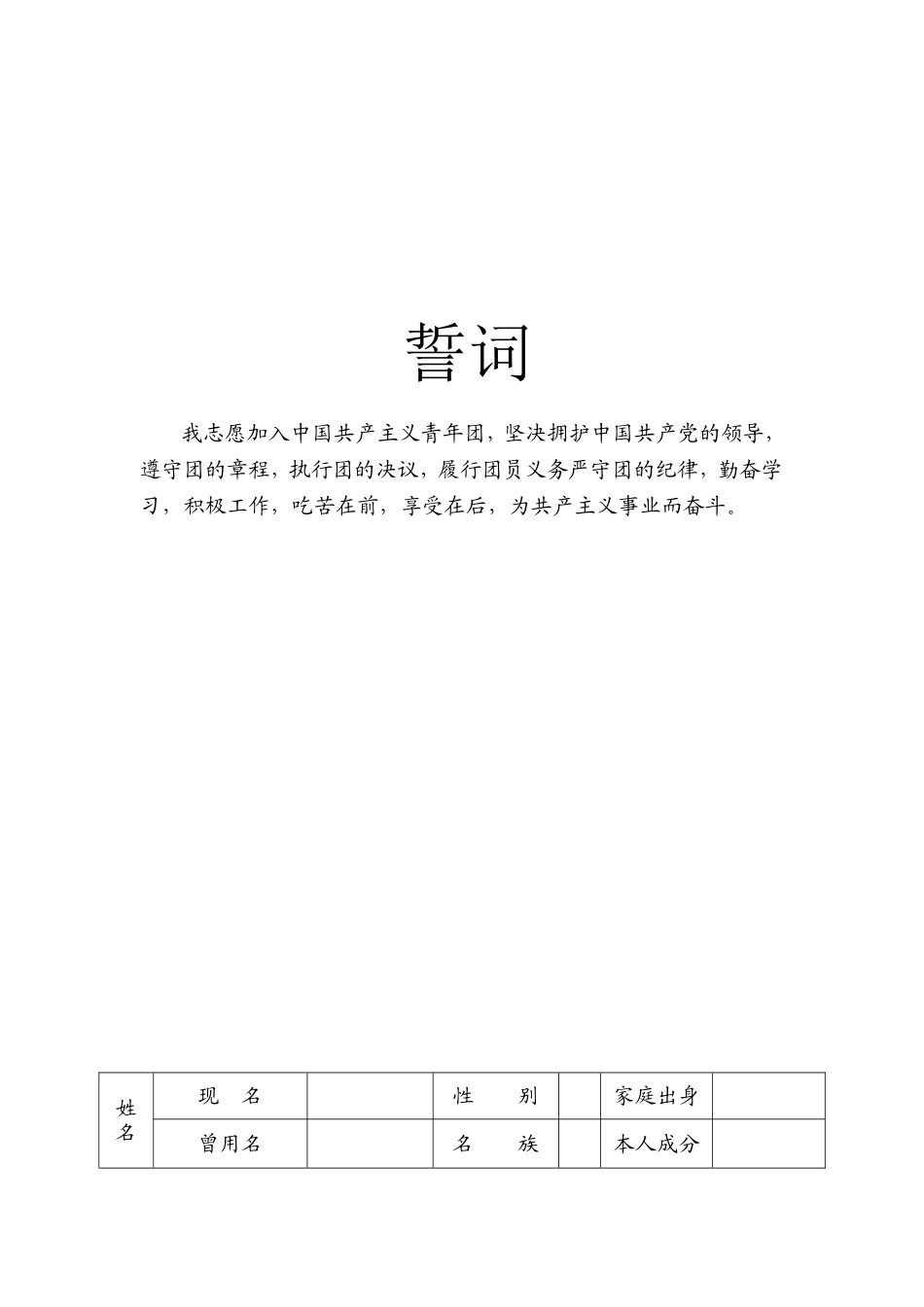 入团志愿书表格下载_第2页