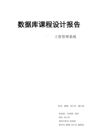 数据库课程设计工资管理系统