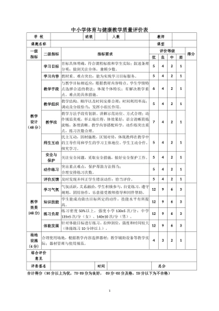 体育课的各种评分表等
