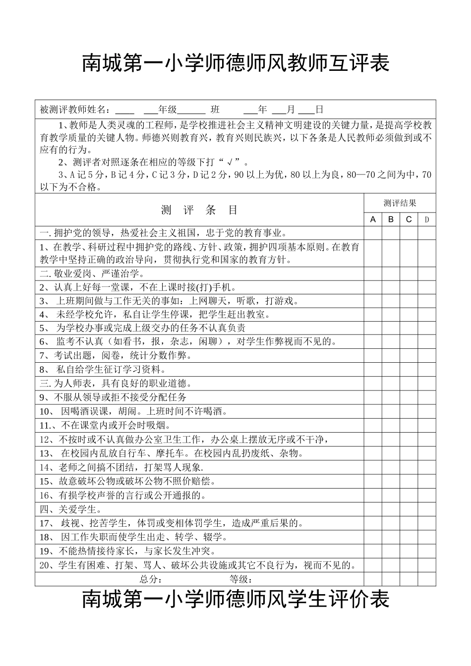 师德师风教师互评表_第2页