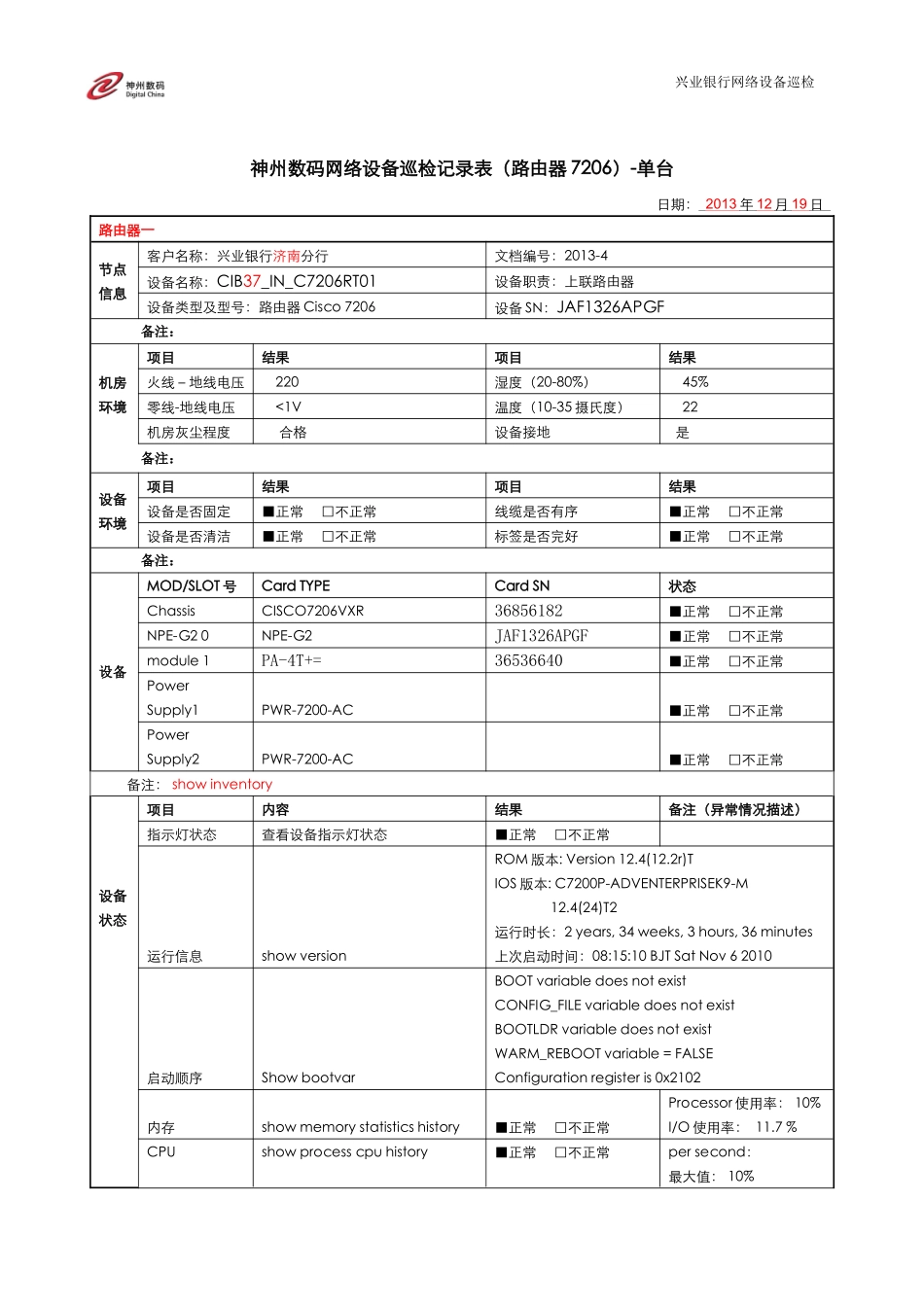 网络设备巡检记录表-模板1009_第2页
