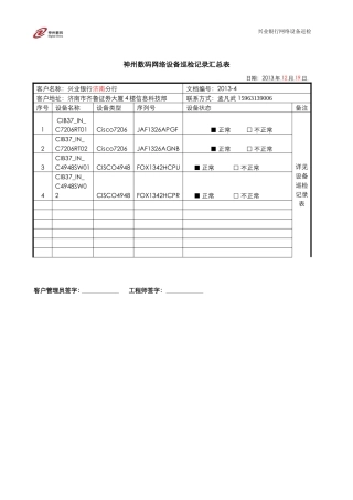 网络设备巡检记录表-模板1009