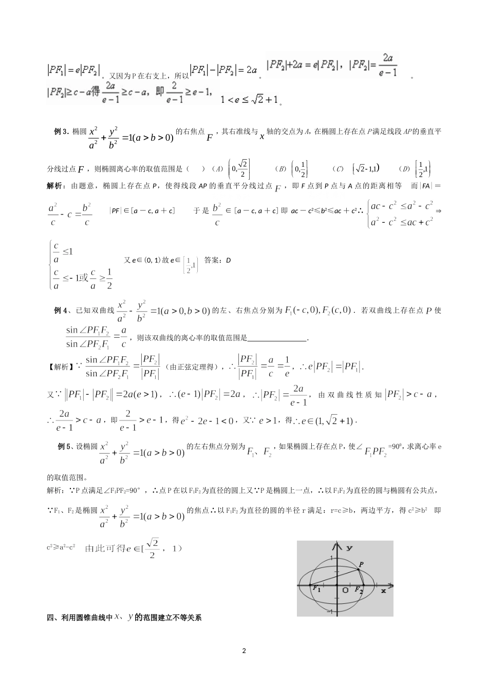 椭圆、双曲线的离心率取值范围求解方法_第2页
