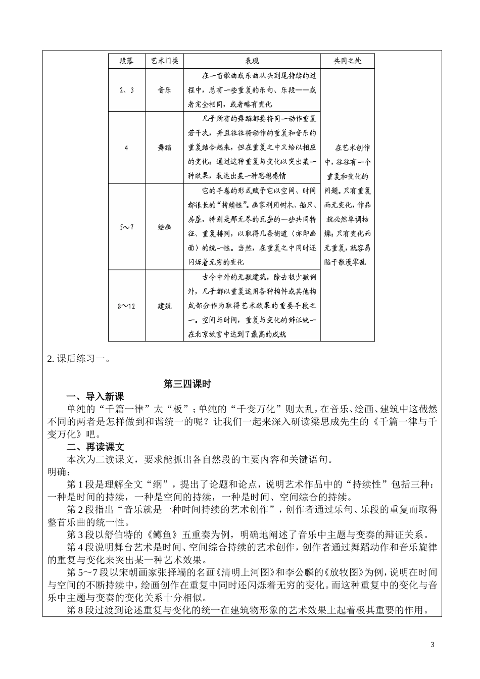 《千篇一律与千变万化-》优质公开课教学设计、教案_第3页
