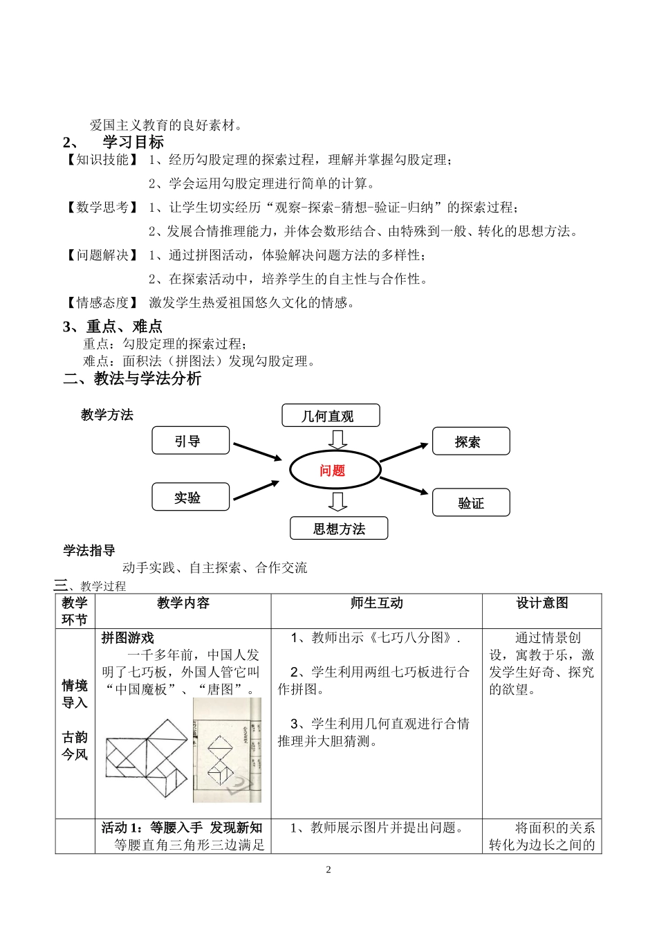 山东省优质课比赛一等奖---《勾股定理》教学设计_第2页