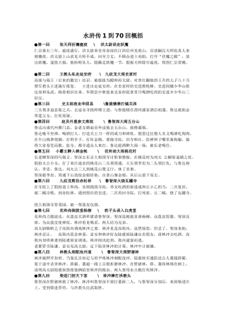 水浒传1到70回概括
