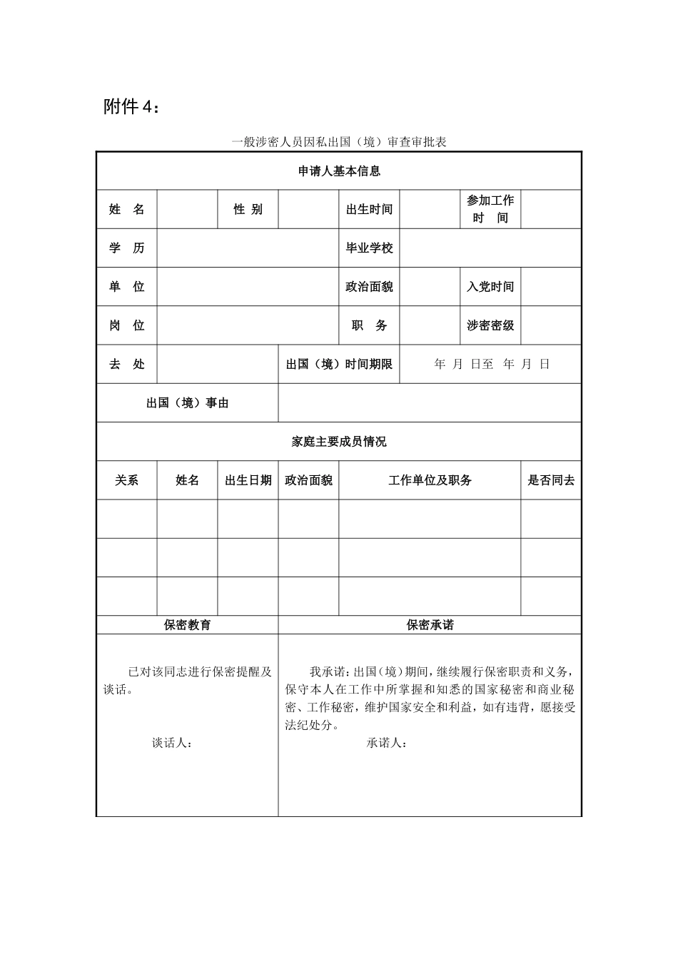 涉密人员因私出国审查审批表_第1页