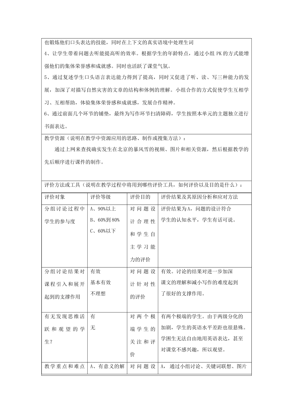 （骨干教师竞赛作品）八年级英语上册《8A Unit 6 Natural Disasters“Main Task”》设计方案 牛津版_第2页