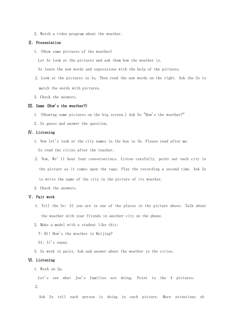 河北省滦平县七年级英语下册 Unit 7 It’s raining教案1 （新版）人教新目标版-（新版）人教新目标版初中七年级下册英语教案_第2页